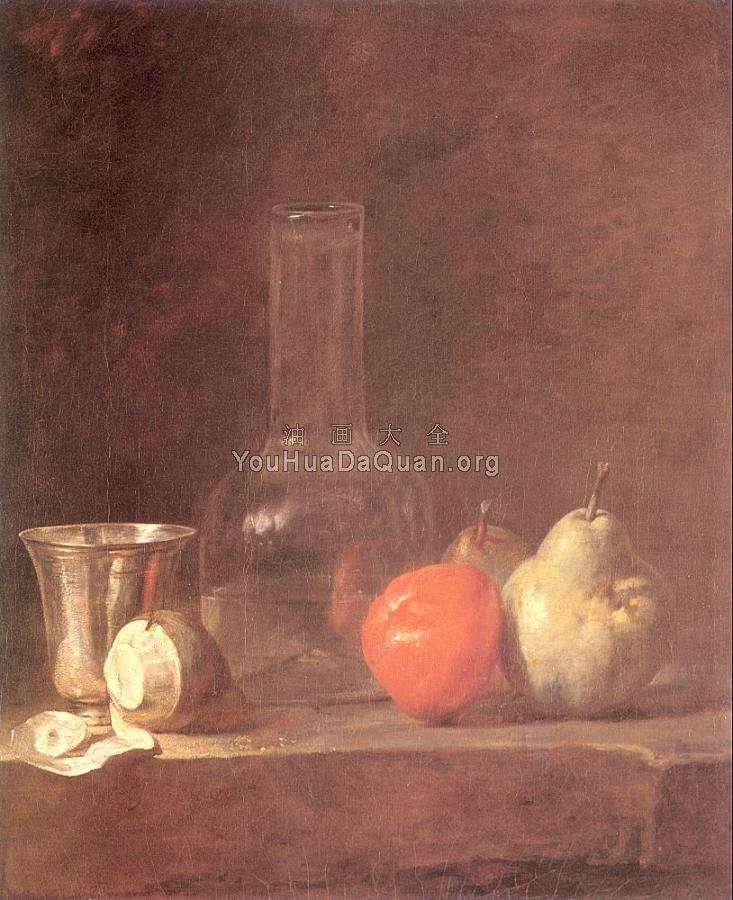 Carafe, Silver Goblet and Fruit - 让·巴蒂斯特·西梅翁·夏尔丹